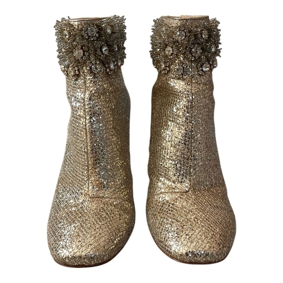 Vince Camuto IM-Lura Gold Glitter Mesh Heeled Ankle Boots Size 8.5 - Picture 4 of 12